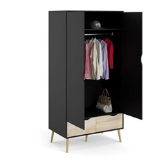 Oslo Wardrobe with 2 doors  &  2 drawers Black