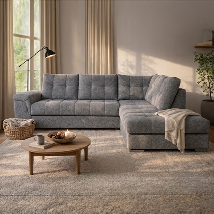 Sofa 3-Seater with Pull-Out Bed & Right Storage – Dark Grey