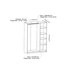 Wardrobe with 3 Hinged Doors – Kronberg Oak & Matt White