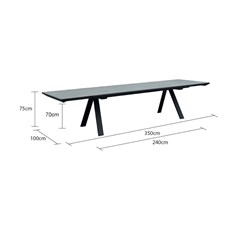 Extendable Dining Table 240-350x100 cm - Dark Grey and  Beige