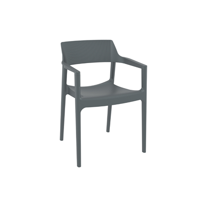Modern Stackable Plastic Armchair – Dark Grey