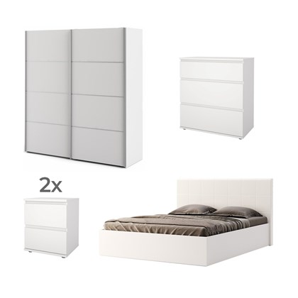 Verona Bedroom Set5 160 Storage Double Bed - White