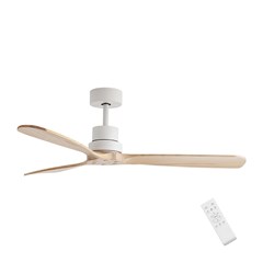 Oslo Matte White and Light Wood Ceiling Fan