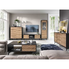 Sideboard 2 Doors 3 Drawers – Oak & Black