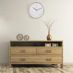 Round Clock 30.5Cm Copper And White