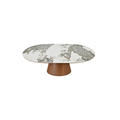 Extendable Dining Table 160-200 x 90 x 76 cm Ceramic Top - Walnut Colour