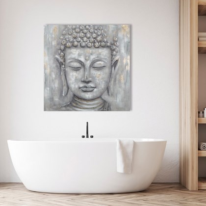 Acrylic Painting Buddha in Grey 100x100 cm