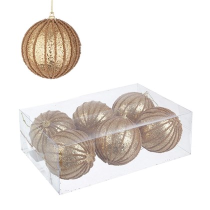 Box of 6 Hannah Gold Christmas Balls 8cm