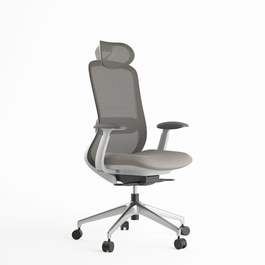 Office Chair with Adjustable Headrest - Beige