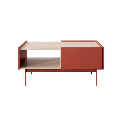 Coffee Table – Ceramic Red & Linea Oak