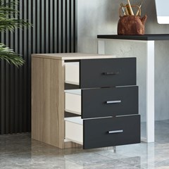 Office Chest With Drawers Oak Larex Black