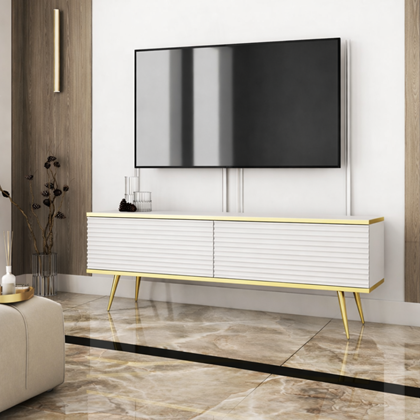 TV Unit – White & Gold
