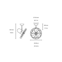 Ceiling and Wall Fan S  - Brown & Walnut