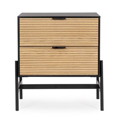Bedside Table Allycia 2 Drawers - Black-Natural