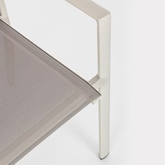 Outdoor Chair with Armrests In Aluminium and Textilene in Taupe