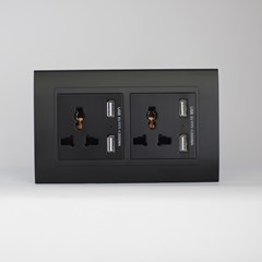 2 Gang 13AMP Socket USB Black Matte Series