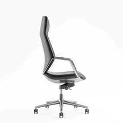 Office Chair Aluminium & Leather – Black