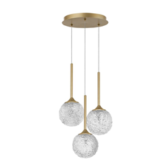 Pendant Light Clear Structured Glass & Brushed Gold Steel