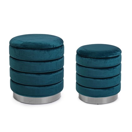 Darina Navy Set of 2 Pouf With Container
