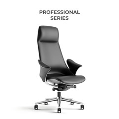 Office Chair with Bionic S-Shape and Cowhide Upholstery
