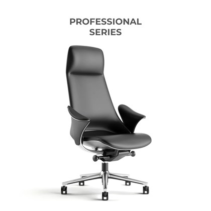 Office Chair with Bionic S-Shape and Cowhide Upholstery