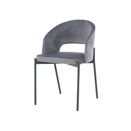 Dining Chair Velvet Dark Grey Black Tube