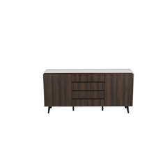 Sideboard - White Marble Ceramic Top with Black Walnut Frame