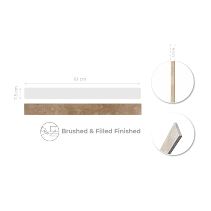 Skirting Travertine CC 1.2cm Brushed & Filled – 61x7.5cm