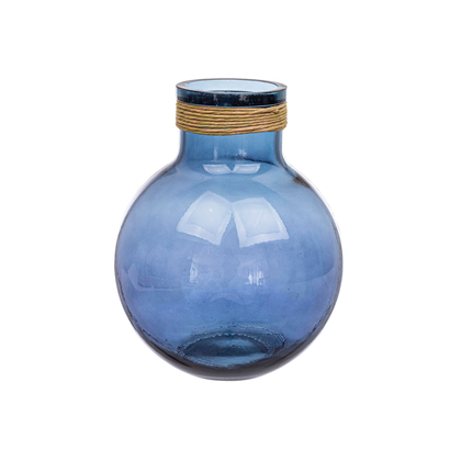 Rotang cobalt blue gl vase h34.5