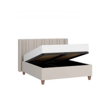Upholstered Bed 140 – Beige & Walnut