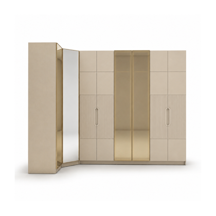 L-Shaped Wardrobe Set – Sand Beige