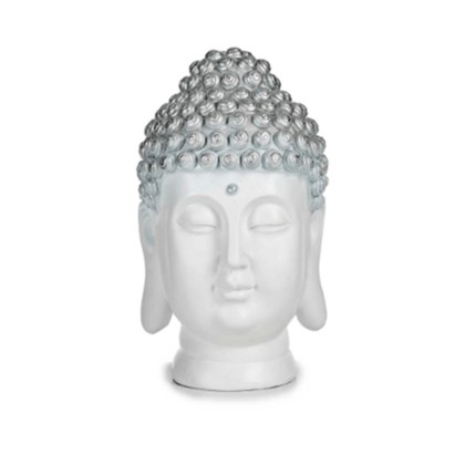 White-Silver Resin Buddha Head