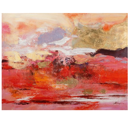 Composition in Red and Gold Acryl Painting 115X150 cm