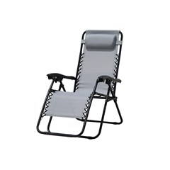 Outdoor Reclining Chair with Pillow - Grey