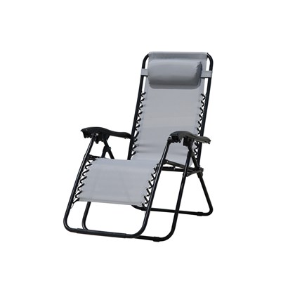 Outdoor Reclining Chair with Pillow - Grey