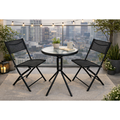 Bistro Set of 3 Steel Black