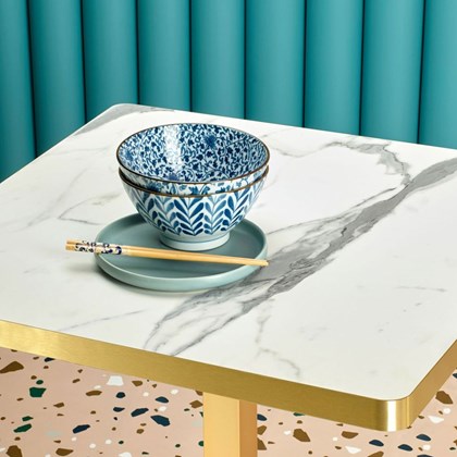 Tabletop Laminate Marble Carrara Effect & Gold Edge