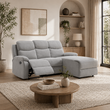 Right Recliner Corner Sofa - Grey