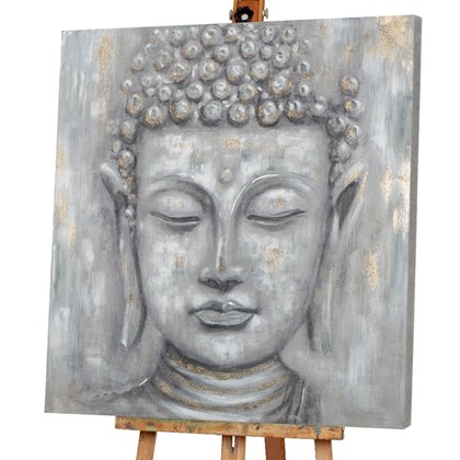 Acrylic Painting Buddha in Grey 100x100 cm