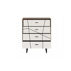 Bedsite/Sideboard 4 Drawers – Oak, Black & White