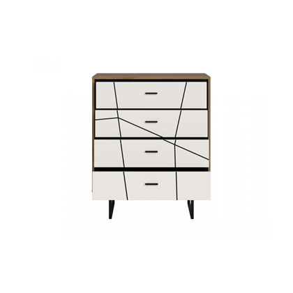 Bedsite/Sideboard 4 Drawers – Oak, Black & White