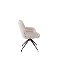 Swivel Dining Chair – Leather Taupe & Light Grey Fabric