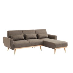 Corner Sofa Bed Reversible - Brown