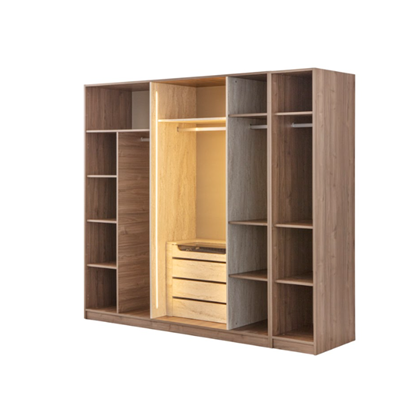 6 Door Wardrobe – Walnut & Travertene