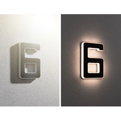 LED House number luminaire incl. changeable battery Number 6