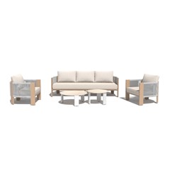 Garden Sofa Set Of 5 - White & Wood