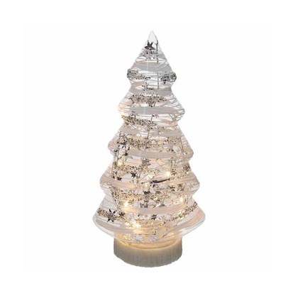Tree with LED H 15 Cm Snow Glass White