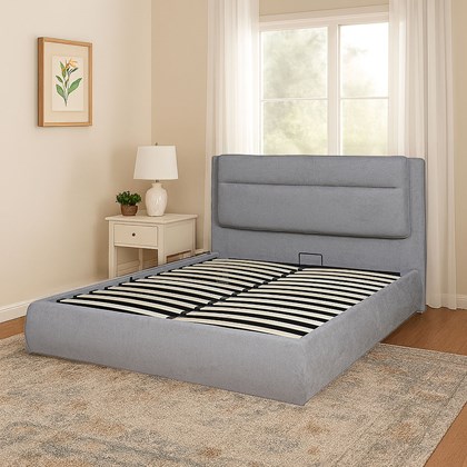 Upholstery Bed with Gaslift 160 x 200cm - Light Grey