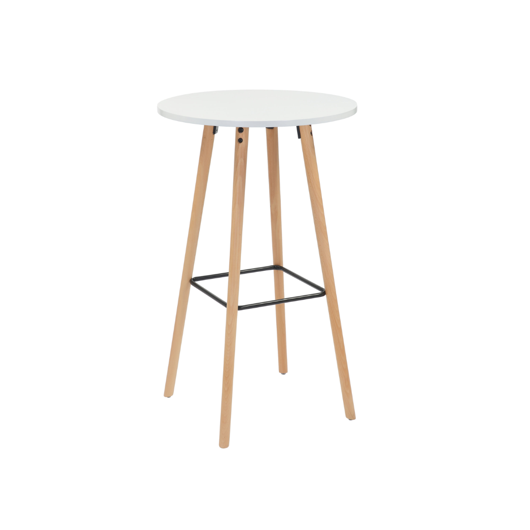 Bar Table White with Beech Wood Legs