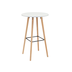 Bar Table White with Beech Wood Legs